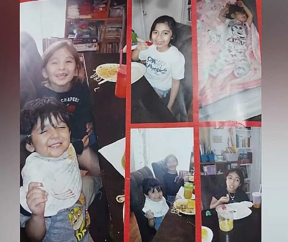 A photo collage of the five siblings Navaez family had adopted.