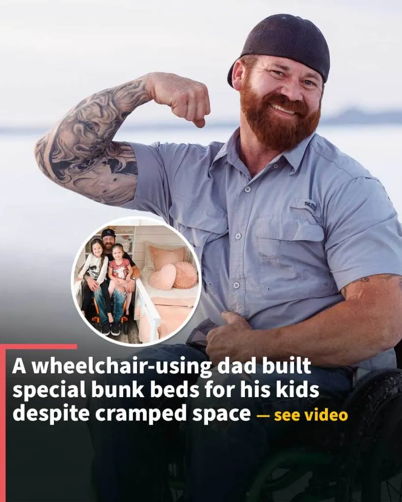 A wheelchair-using dad built special bunk beds for his kids despite cramped space