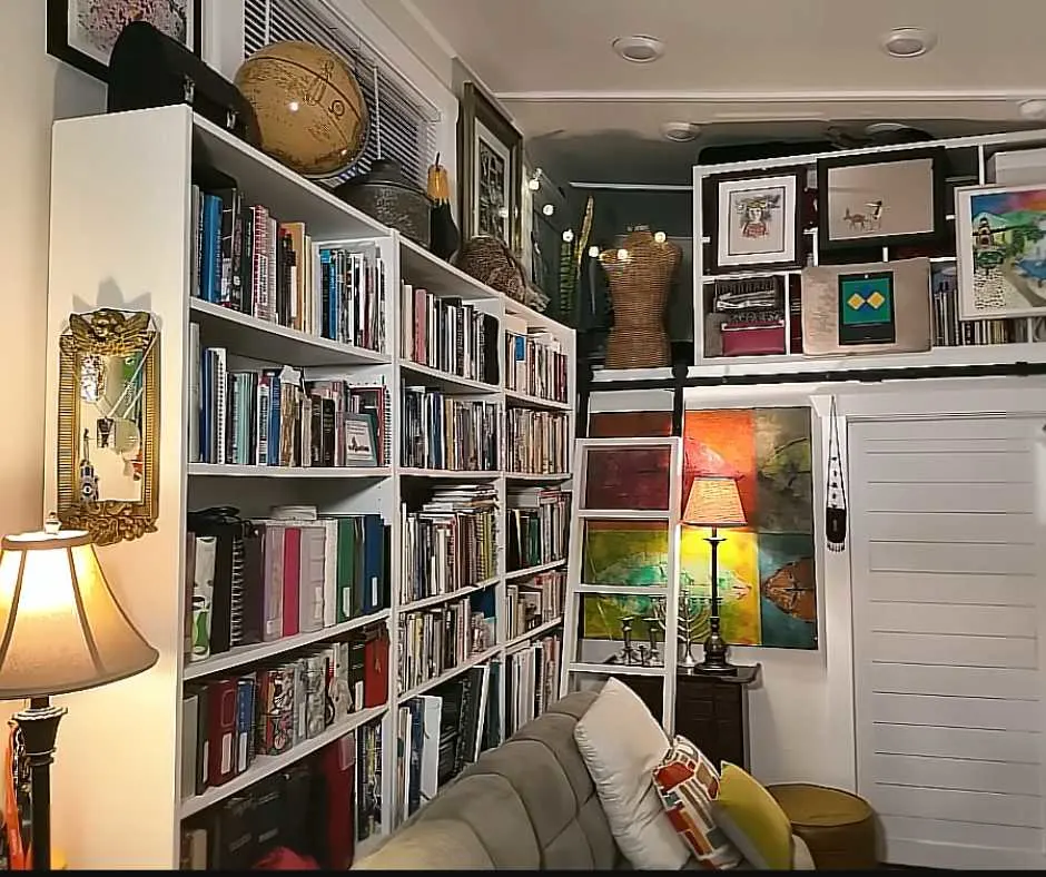 Lee's personal library at the livingroom