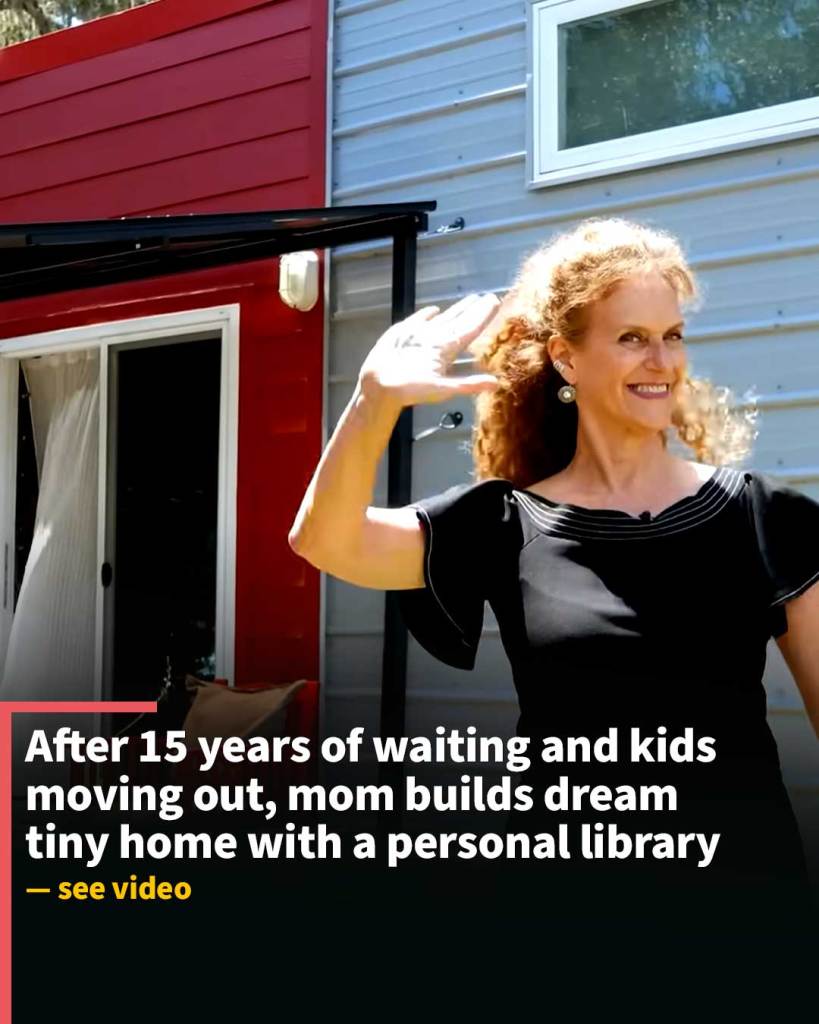 After 15 years of waiting and kids moving out, mom builds dream tiny home with a personal library