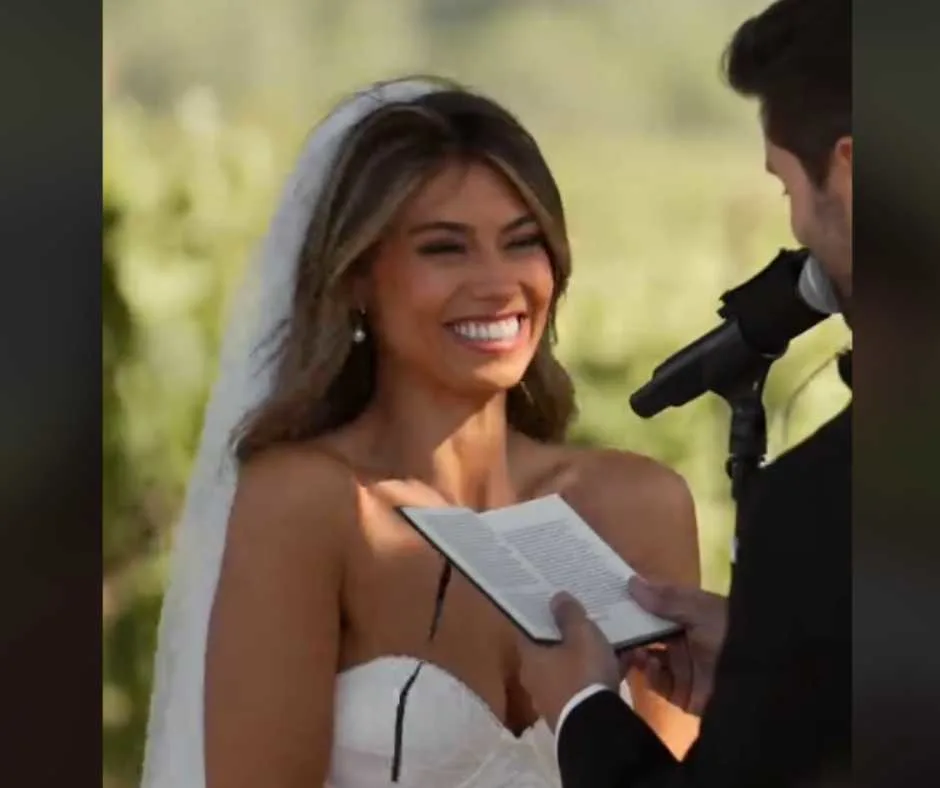 Brandi Miller listening to Jake's wedding vows